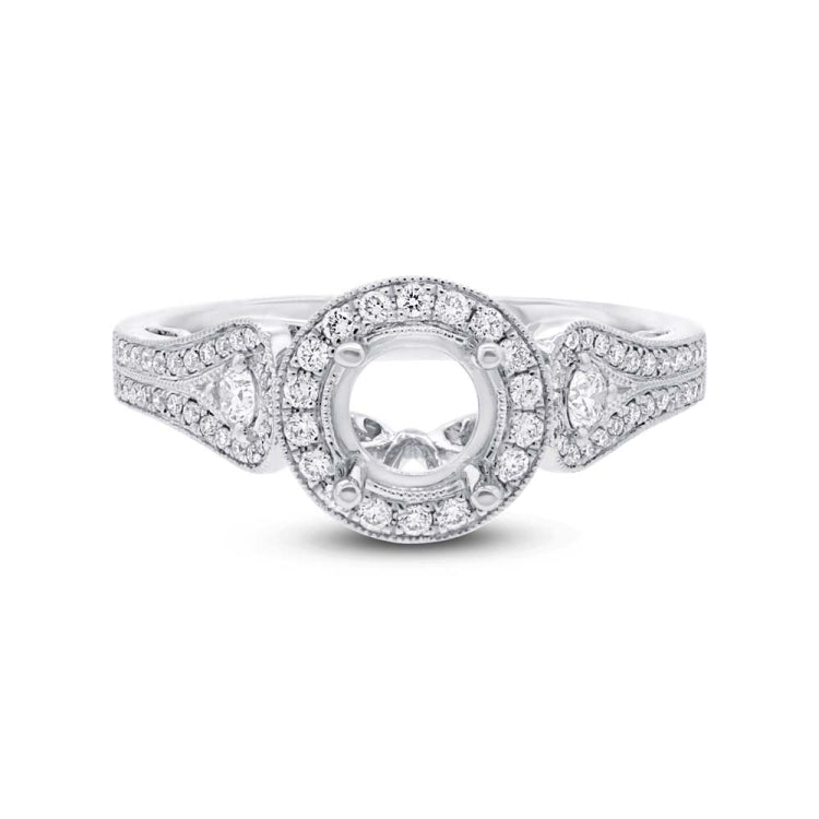 0.43ct 14k White Gold Diamond Semi-mount Ring for 0.75ct Center