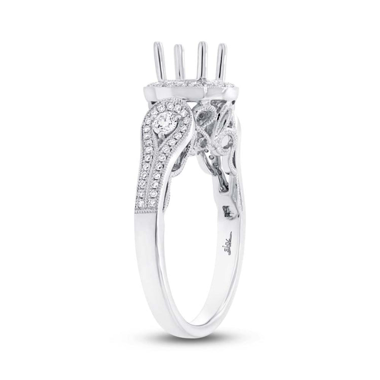 0.43ct 14k White Gold Diamond Semi-mount Ring for 0.75ct Center