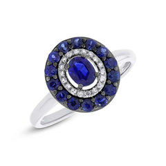 0.08ct Diamond & 0.84ct Blue Sapphire 14k White Gold Ring