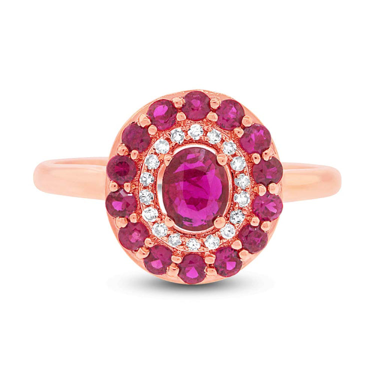 0.08ct Diamond & 0.99ct Ruby 14k Rose Gold Ring