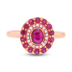 0.08ct Diamond & 0.99ct Ruby 14k Rose Gold Ring
