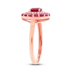 0.08ct Diamond & 0.99ct Ruby 14k Rose Gold Ring