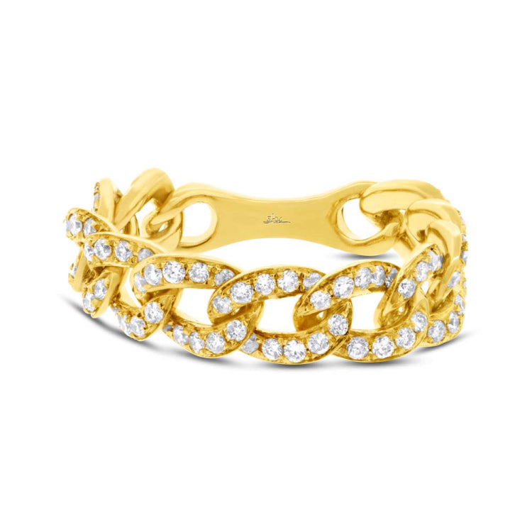 0.62ct 14k Yellow Gold Diamond Chain Ring