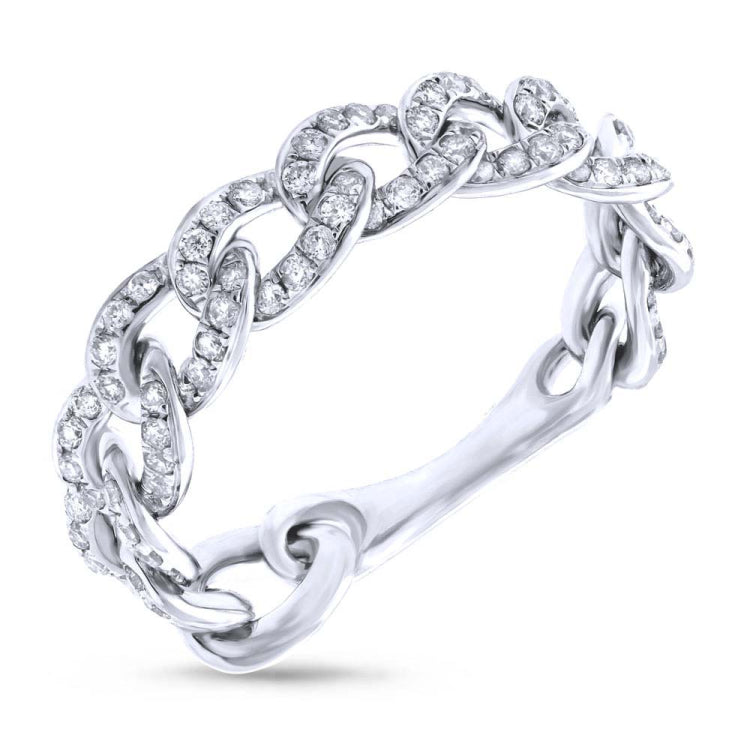 0.62ct 14k White Gold Diamond Chain Ring Size 6