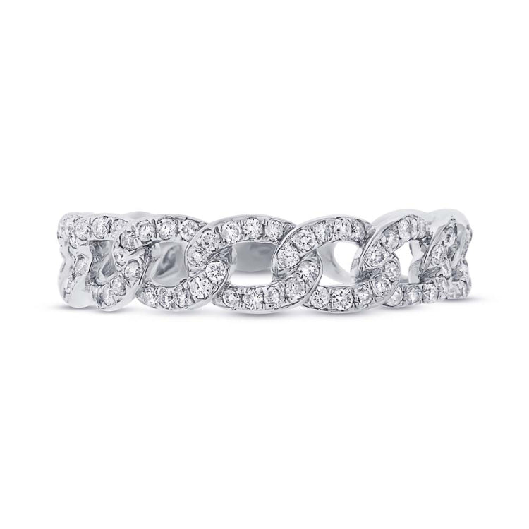 0.62ct 14k White Gold Diamond Chain Ring Size 6