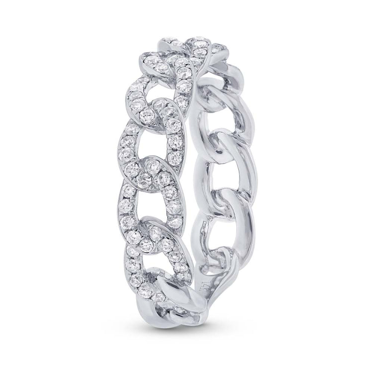 0.62ct 14k White Gold Diamond Chain Ring Size 6
