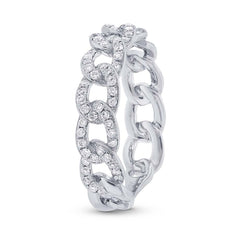 0.62ct 14k White Gold Diamond Chain Ring Size 6