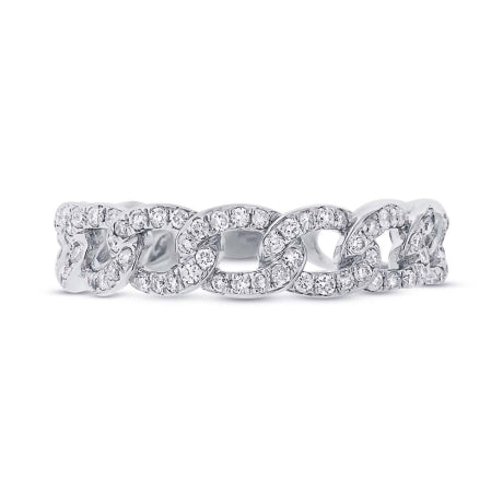 0.62ct 14k White Gold Diamond Chain Ring Size 6.5
