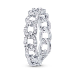 0.62ct 14k White Gold Diamond Chain Ring Size 6.5