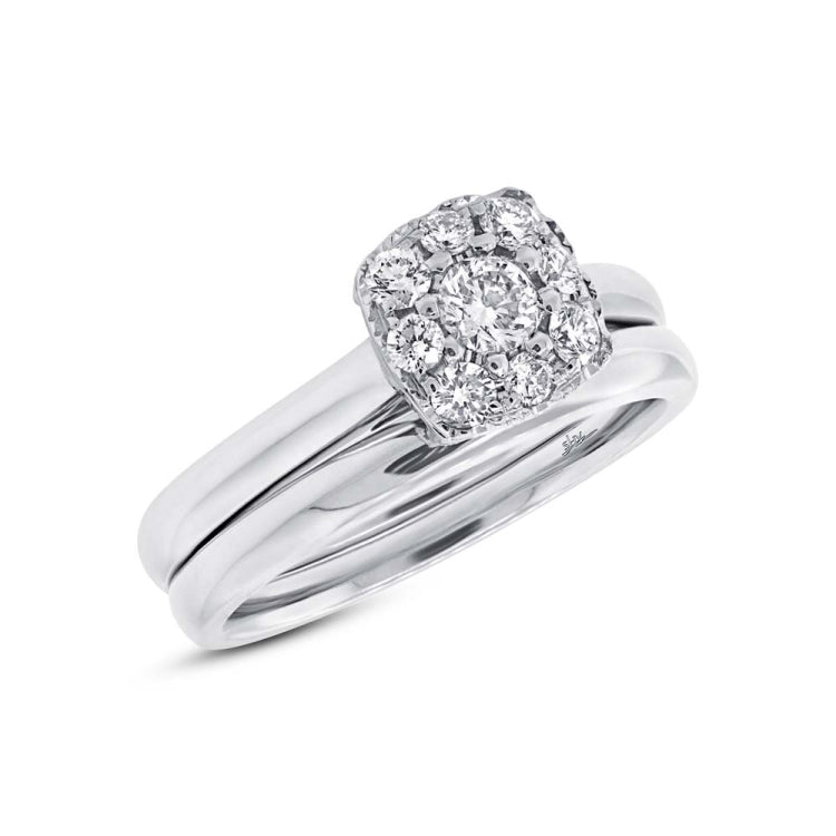 0.53ct 14k White Gold Diamond Wedding Set Cluster