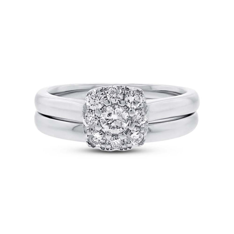 0.53ct 14k White Gold Diamond Wedding Set Cluster