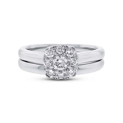 0.53ct 14k White Gold Diamond Wedding Set Cluster