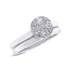 0.52ct 14k White Gold Diamond Cluster Wedding Set