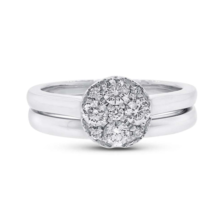 0.52ct 14k White Gold Diamond Cluster Wedding Set
