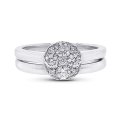 0.52ct 14k White Gold Diamond Cluster Wedding Set