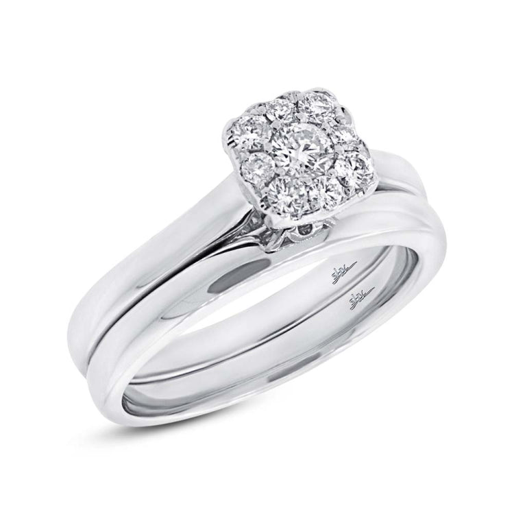 0.38ct 14k White Gold Diamond Wedding Set Cluster