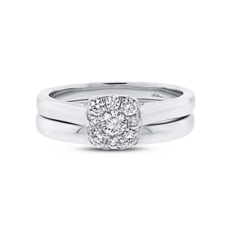 0.38ct 14k White Gold Diamond Wedding Set Cluster