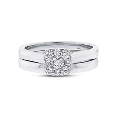 0.38ct 14k White Gold Diamond Wedding Set Cluster