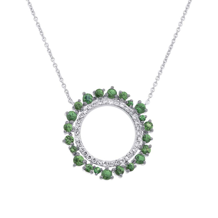 0.17ct Diamond & 0.81ct Green Garnet 14k White Gold Necklace