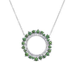 0.17ct Diamond & 0.81ct Green Garnet 14k White Gold Necklace