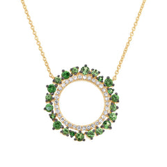 0.17ct Diamond & 0.81ct Green Garnet 14k Yellow Gold Necklace