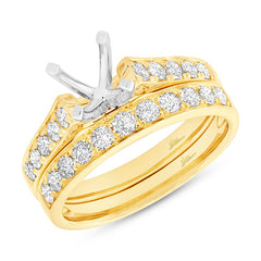 0.76ct 14k Yellow Gold Diamond Semi-mount Ring 2-pc for 0.75ct Center