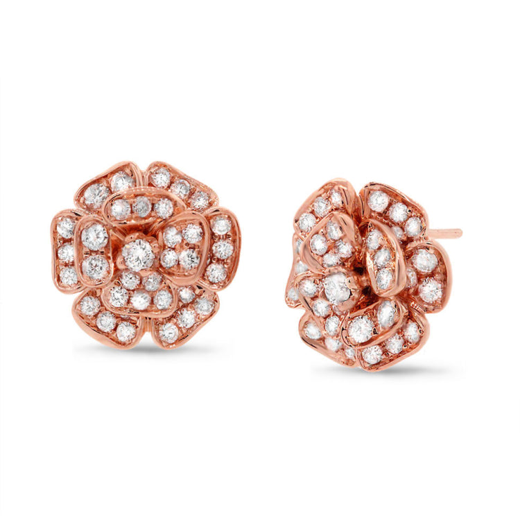 1.62ct 18k Rose Gold Diamond Flower Earring