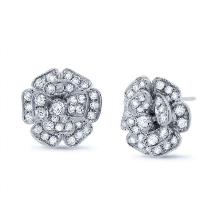 1.62ct 18k White Gold Diamond Flower Earring