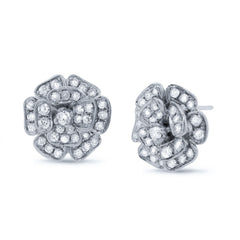 1.62ct 18k White Gold Diamond Flower Earring