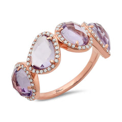 0.27ct Diamond & 3.47ct Amethyst 14k Rose Gold Ring Size 6