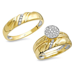 0.22ct 14k Yellow Gold Diamond Trio Set Pave