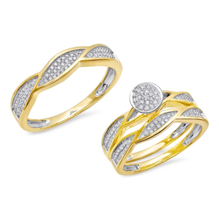 0.42ct 14k Yellow Gold Diamond Trio Set Pave
