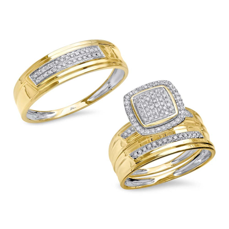 0.31ct 14k Yellow Gold Diamond Trio Set Pave