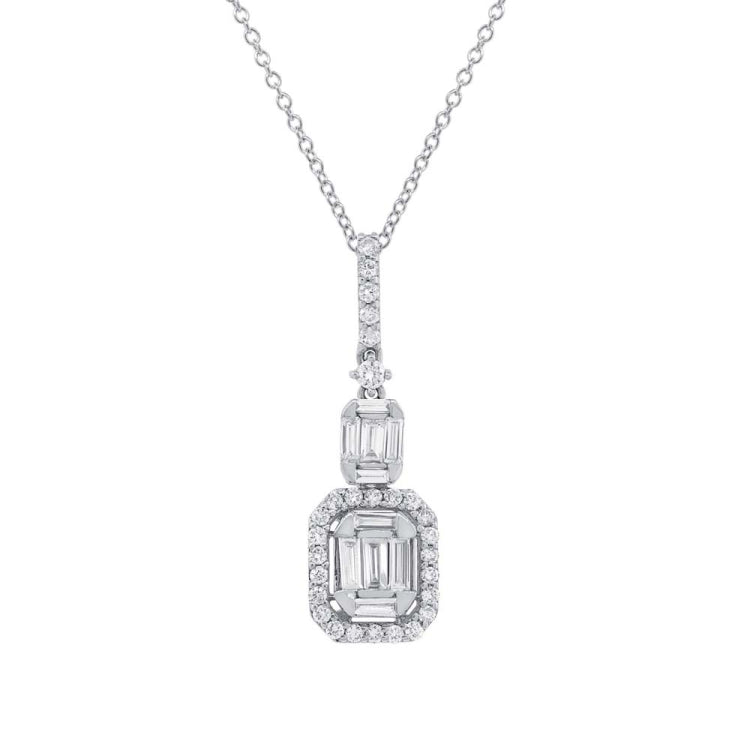 0.69ct 18k White Gold Diamond Baguette Pendant