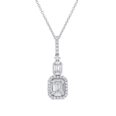 0.69ct 18k White Gold Diamond Baguette Pendant