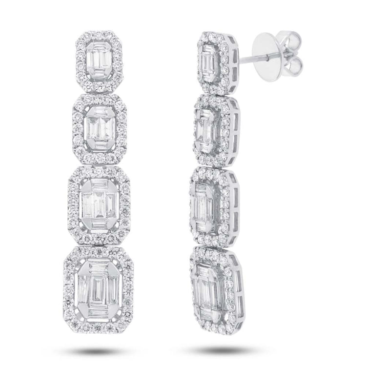 3.19ct 18k White Gold Diamond Baguette Earring