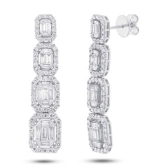 3.19ct 18k White Gold Diamond Baguette Earring