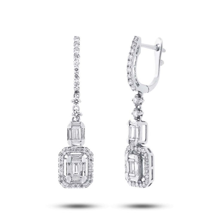 1.27ct 18k White Gold Diamond Baguette Earring