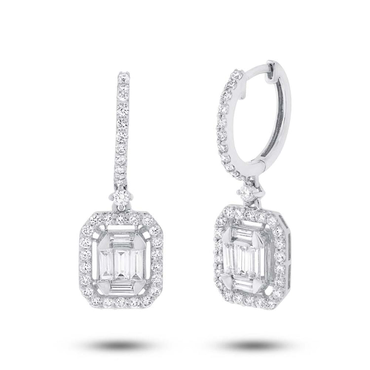 1.28ct 18k White Gold Diamond Baguette Earring
