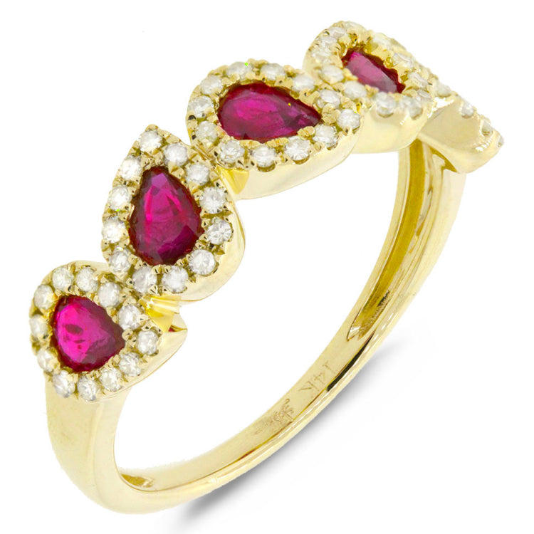 0.32ct Diamond & 0.91ct Ruby 14k Yellow Gold Ring