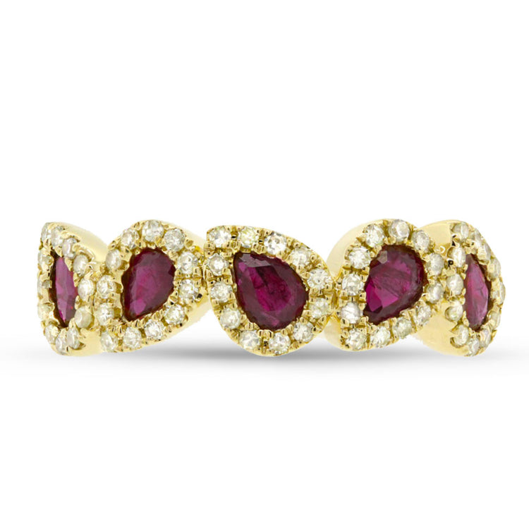 0.32ct Diamond & 0.91ct Ruby 14k Yellow Gold Ring