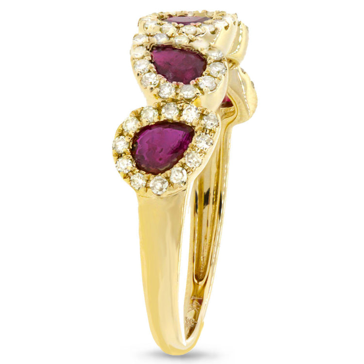 0.32ct Diamond & 0.91ct Ruby 14k Yellow Gold Ring