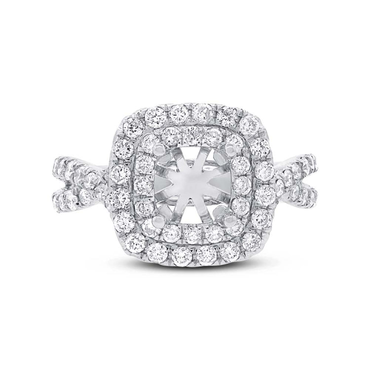 1.20ct 14k White Gold Diamond Semi-mount Ring for 5.5x5.5mm Center