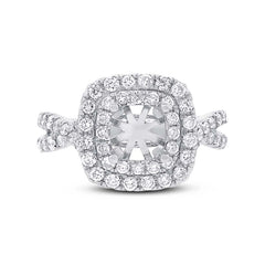 1.20ct 14k White Gold Diamond Semi-mount Ring for 5.5x5.5mm Center