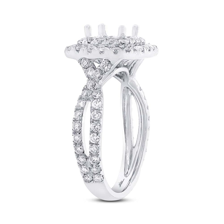 1.20ct 14k White Gold Diamond Semi-mount Ring for 5.5x5.5mm Center