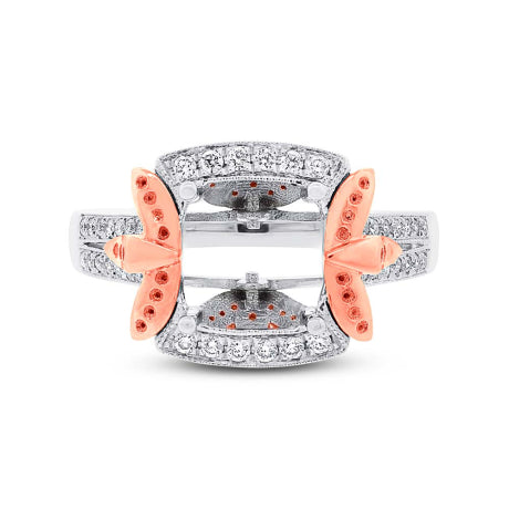 0.28ct 14k Two-tone Rose Gold Diamond Semi-mount Ring Size 8.25