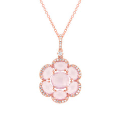 0.20ct Diamond & 3.82ct Rose Quartz 14k Rose Gold Pendant