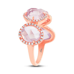 0.27ct Diamond & 4.03ct Rose Quartz 14k Rose Gold Ring Size 6