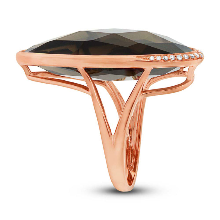 0.10ct Diamond & Smokey Topaz 14k Rose Gold Ring Size 6