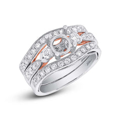 0.86ct 14k Two-tone Rose Gold Diamond Semi-mount Ring 3-pc